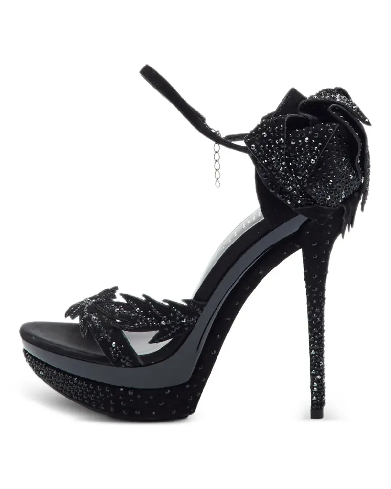 Loriblu Plateau-Sandalen mit Kristallen - Schwarz Schwarz