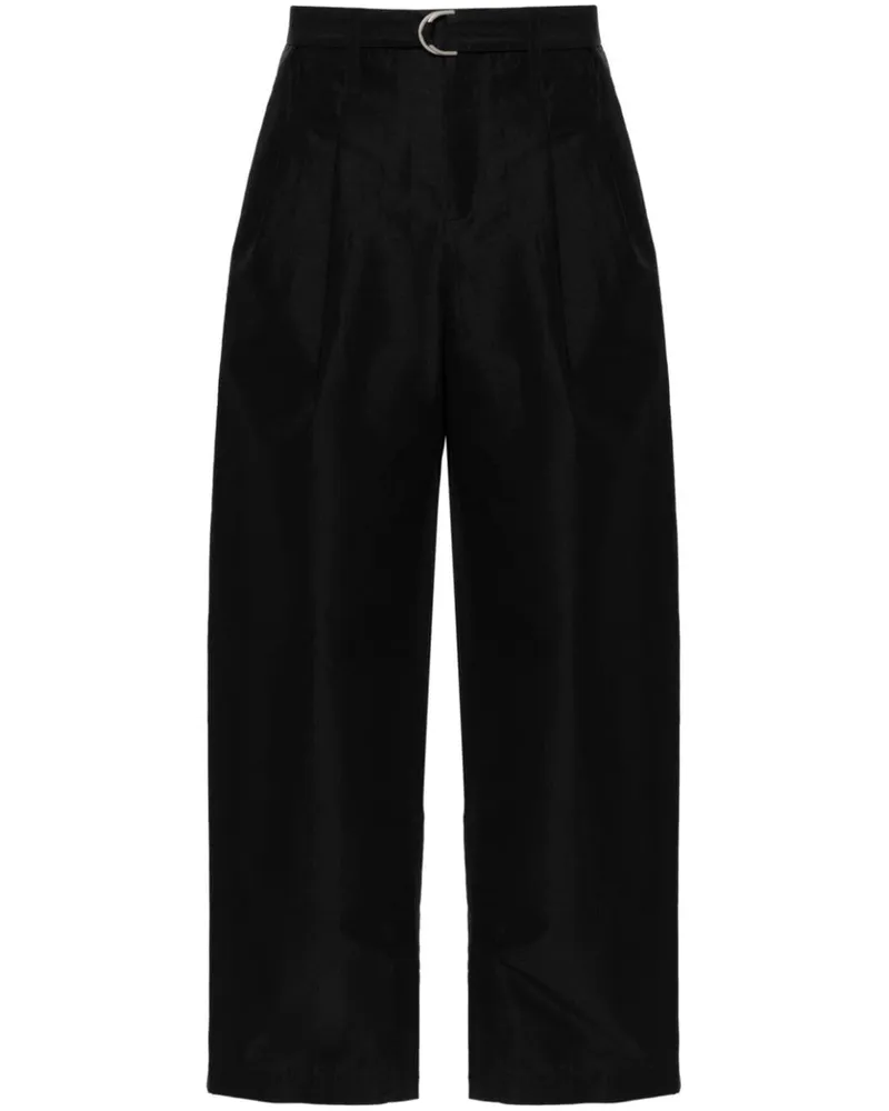 Issey Miyake Weite Enfold High-Waist-Hose Schwarz