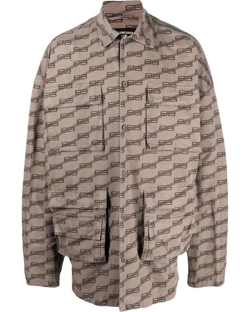 Balenciaga BB Monogram Cargohemd - Braun Braun