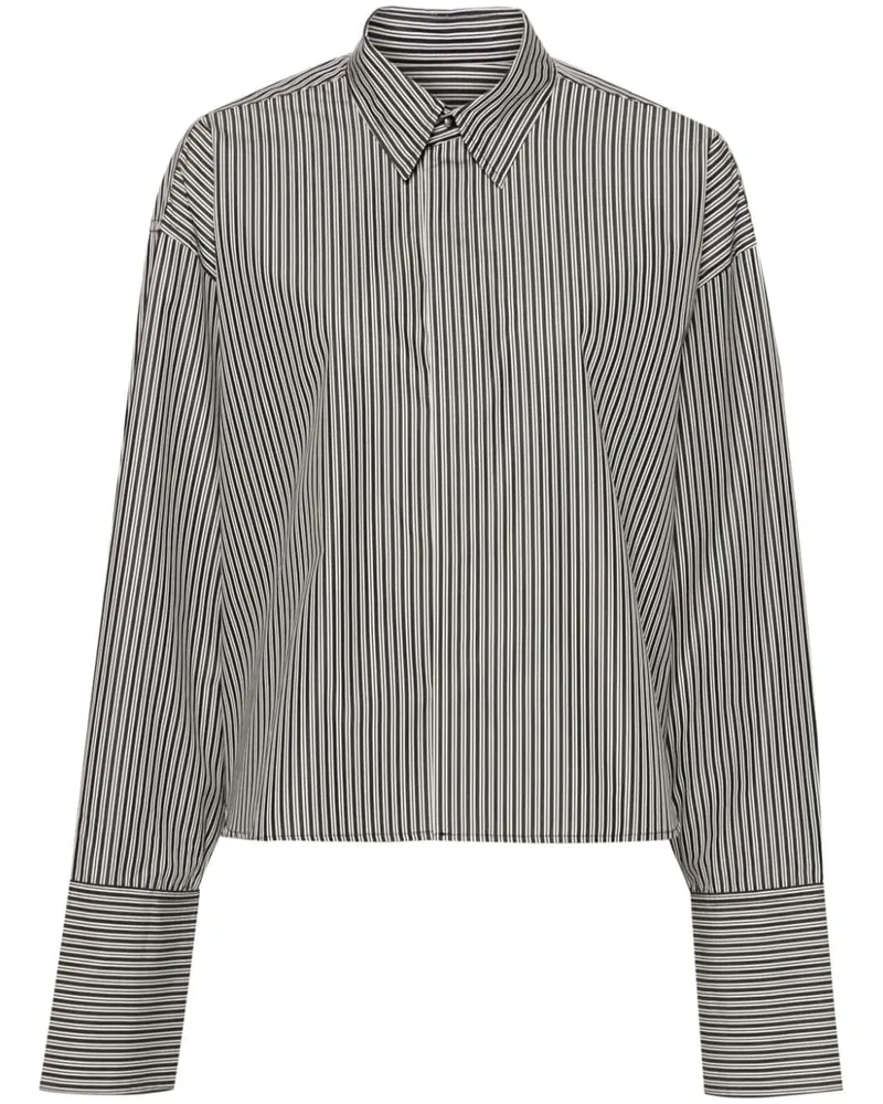 AMI Paris Gestreiftes Cropped-Hemd - Schwarz Schwarz