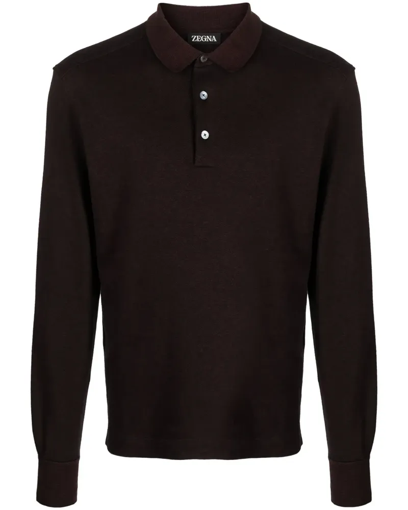 Ermenegildo Zegna Poloshirt mit langen Ärmeln - Rot Rot