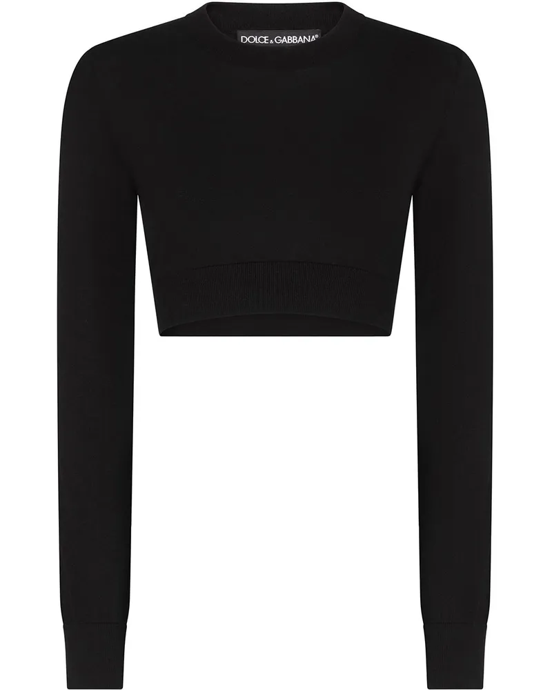Dolce & Gabbana Cropped-Strickpullover aus Seide - Schwarz Schwarz