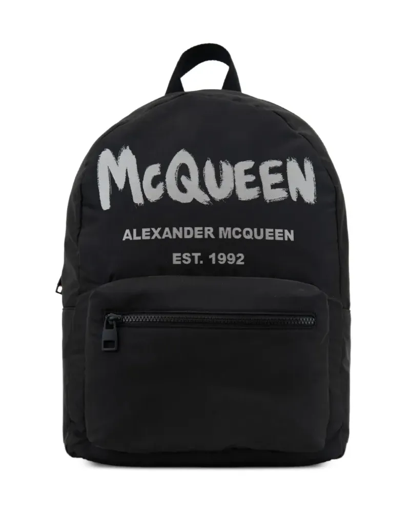 Alexander McQueen Rucksack mit Logo-Print - Schwarz Schwarz