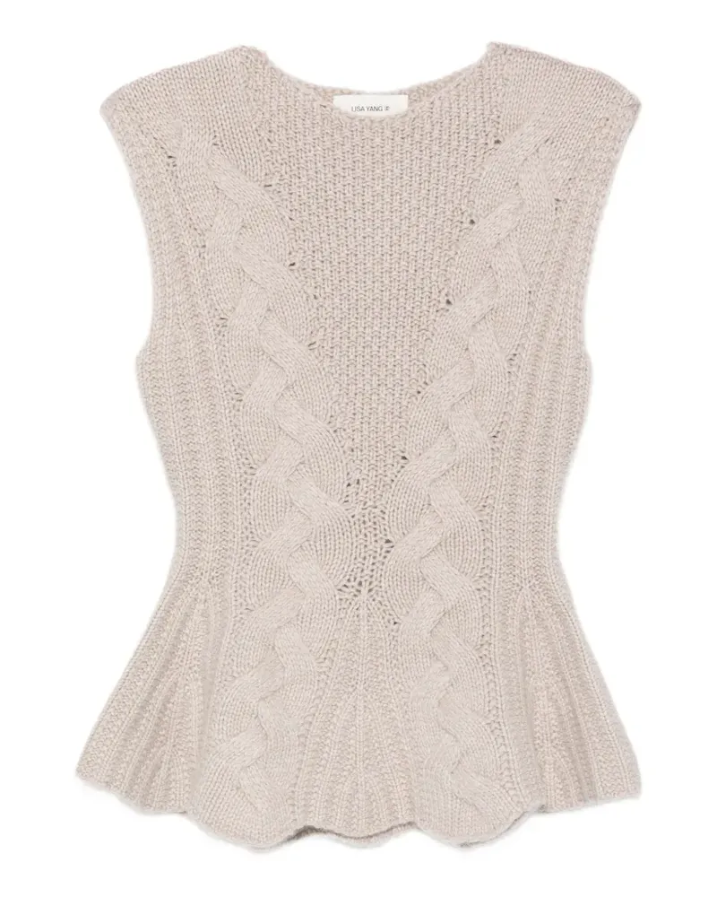 Lisa Yang cable-knit peplum top - Nude Nude