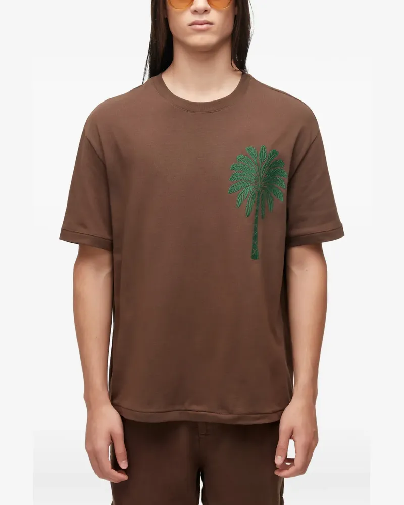 Osklen T-Shirt mit Palmenstickerei - Braun Braun