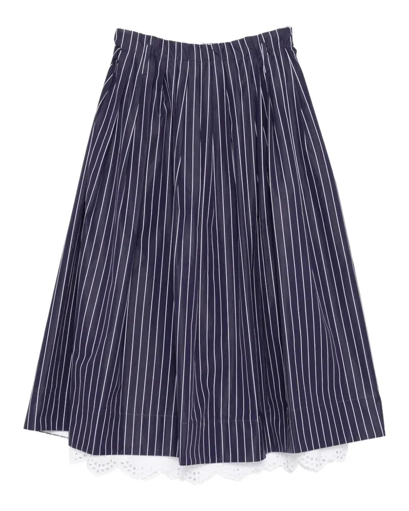 Dice Kayek lace-hem pinstriped midi skirt - Blau Blau