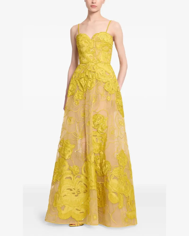 Elie Saab Maxikleid mit Perlen - Gelb Gelb