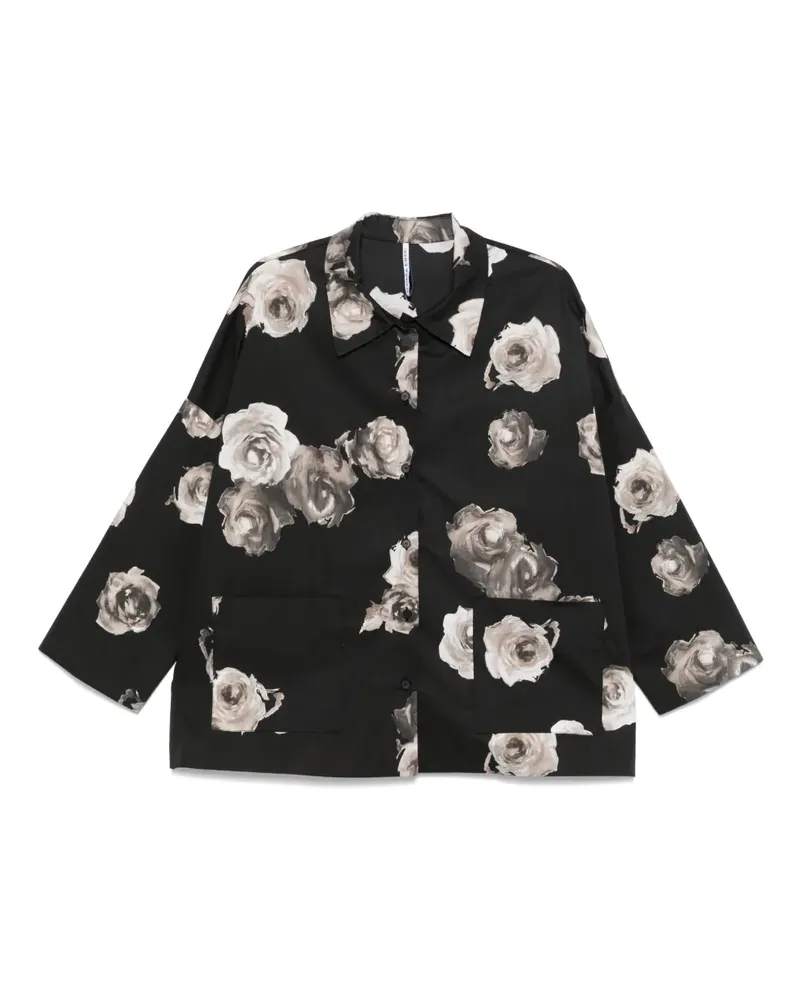Liviana Conti Hemd mit Blumen-Print - Schwarz Schwarz