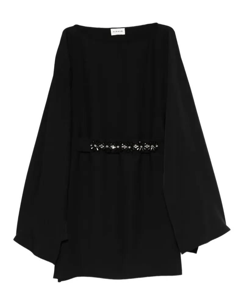 P.A.R.O.S.H. embellished boat-neck mini dress - Schwarz Schwarz