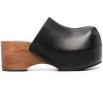 Clogs mit Holz-Plateau - Schwarz