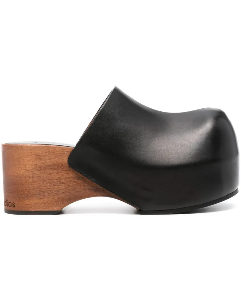 Acne Studios Clogs mit Holz-Plateau - Schwarz Schwarz