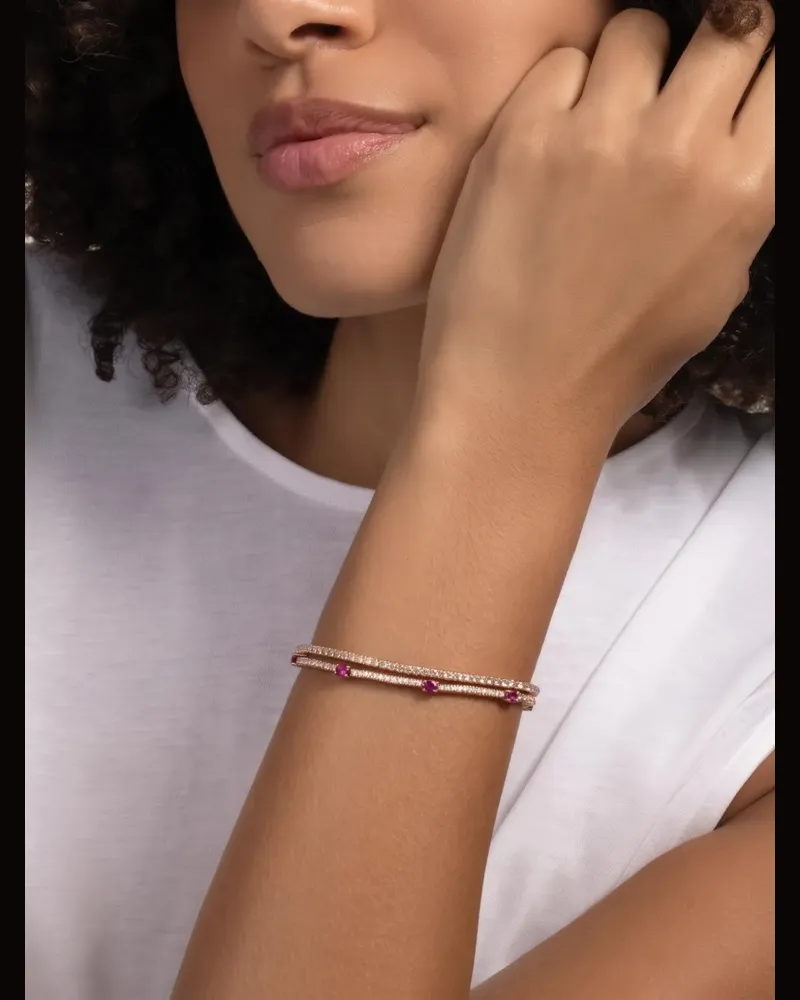Roberto Demeglio Stretcharmband mit braunen Diamanten - Rosa Rosa