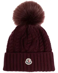 Moncler Beanie mit Zopfmuster Rot