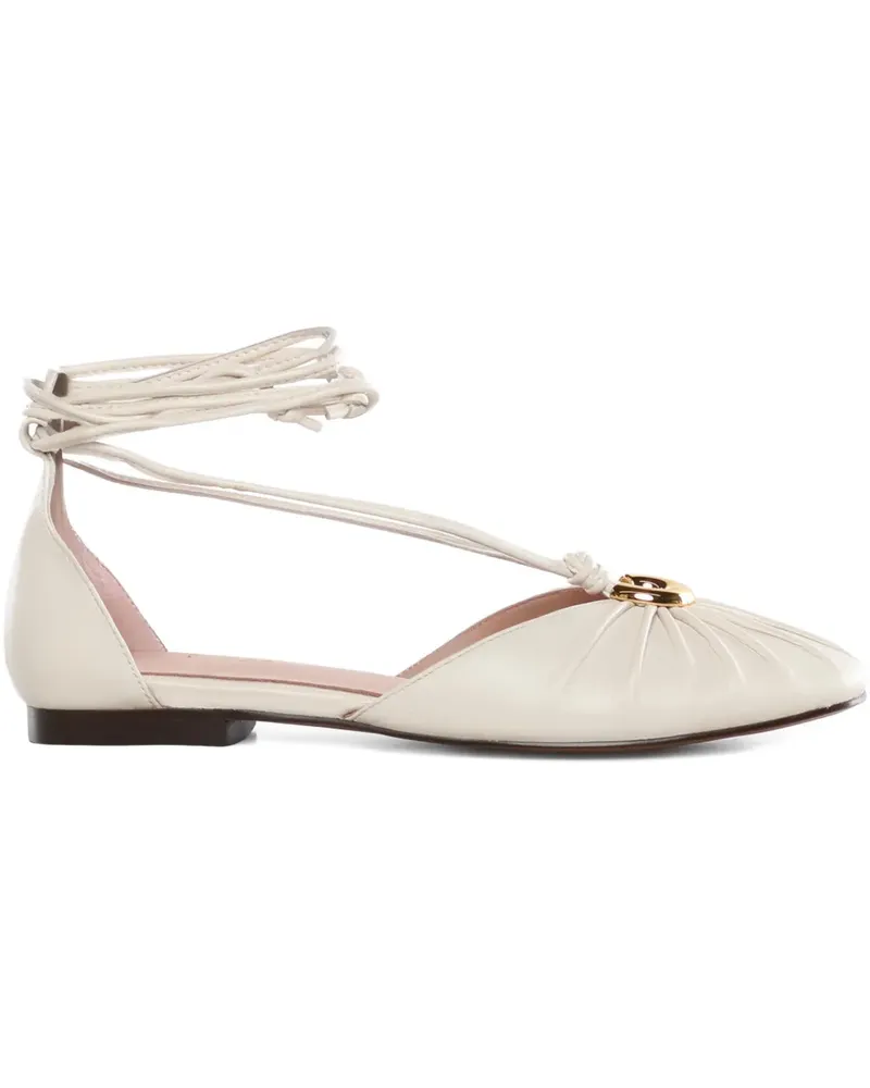 Coccinelle tie-fastening gathered ballet flats - Nude Nude