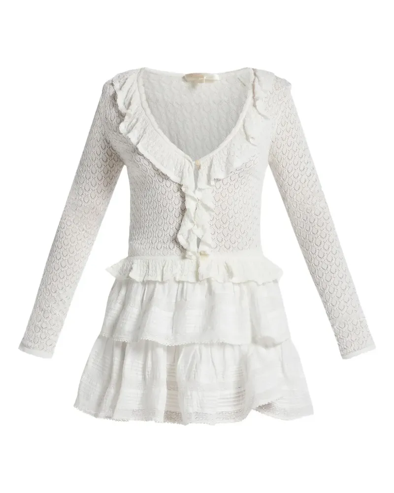 LoveShackFancy Gerüschtes Nilah Minikleid - Weiß Weiß
