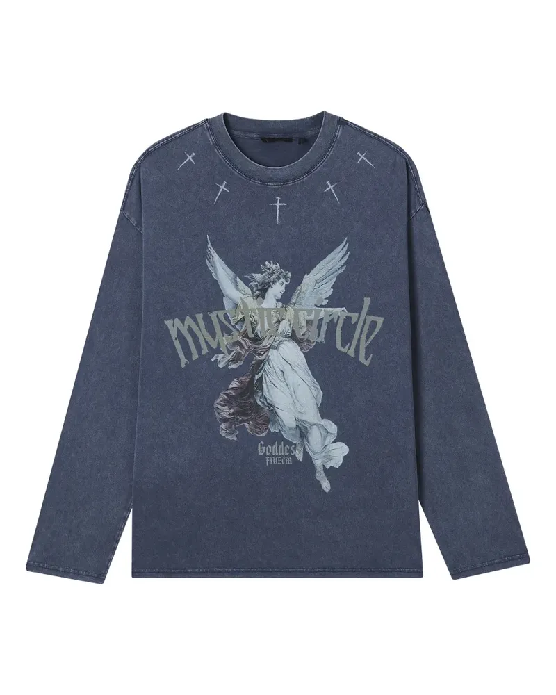 FIVE CM Langarmshirt mit Engel-Print - Blau Blau