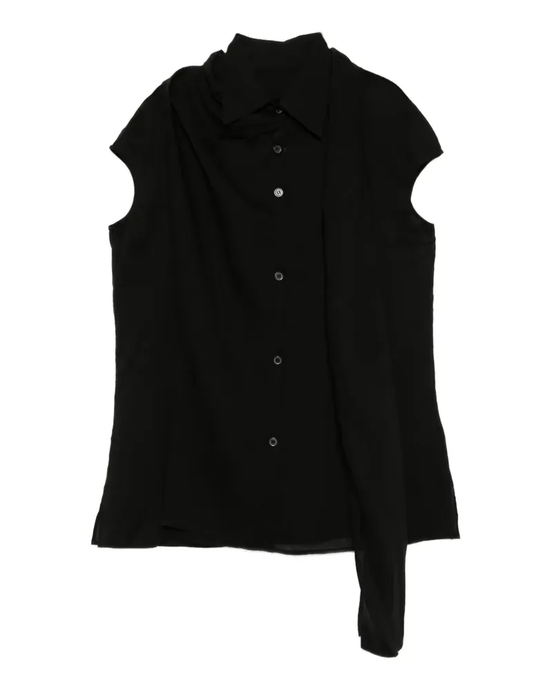 Yohji Yamamoto draped button-up shirt - Schwarz Schwarz