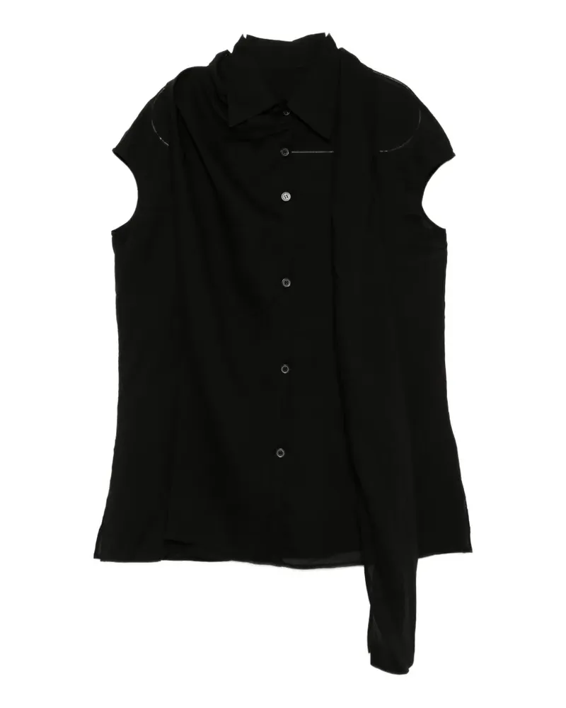 Yohji Yamamoto draped button-up shirt - Schwarz Schwarz
