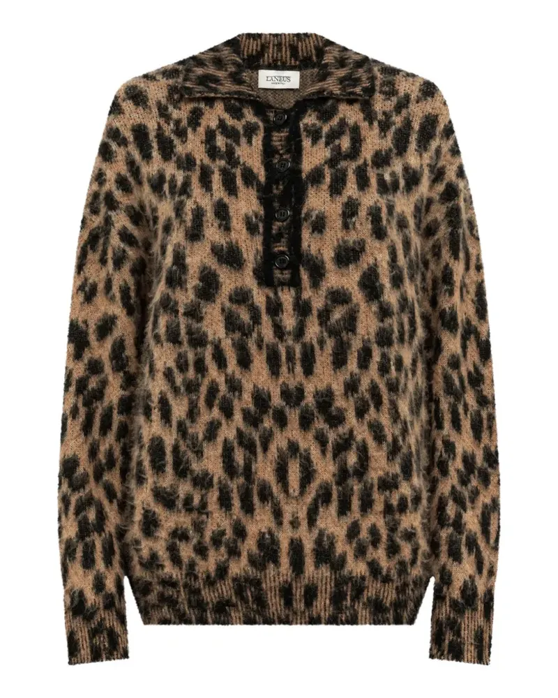 Laneus Jacquard-Pullover mit Leopardenmuster - Braun Braun