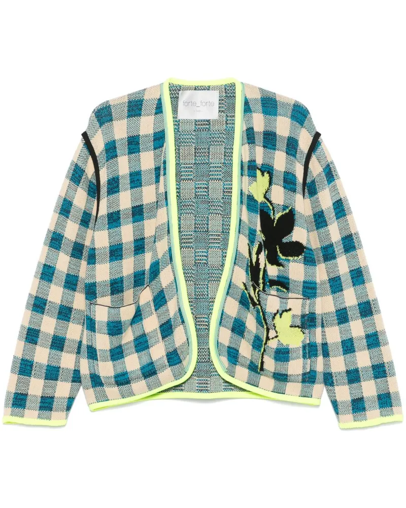 forte_forte Karierter Cardigan - Blau Blau