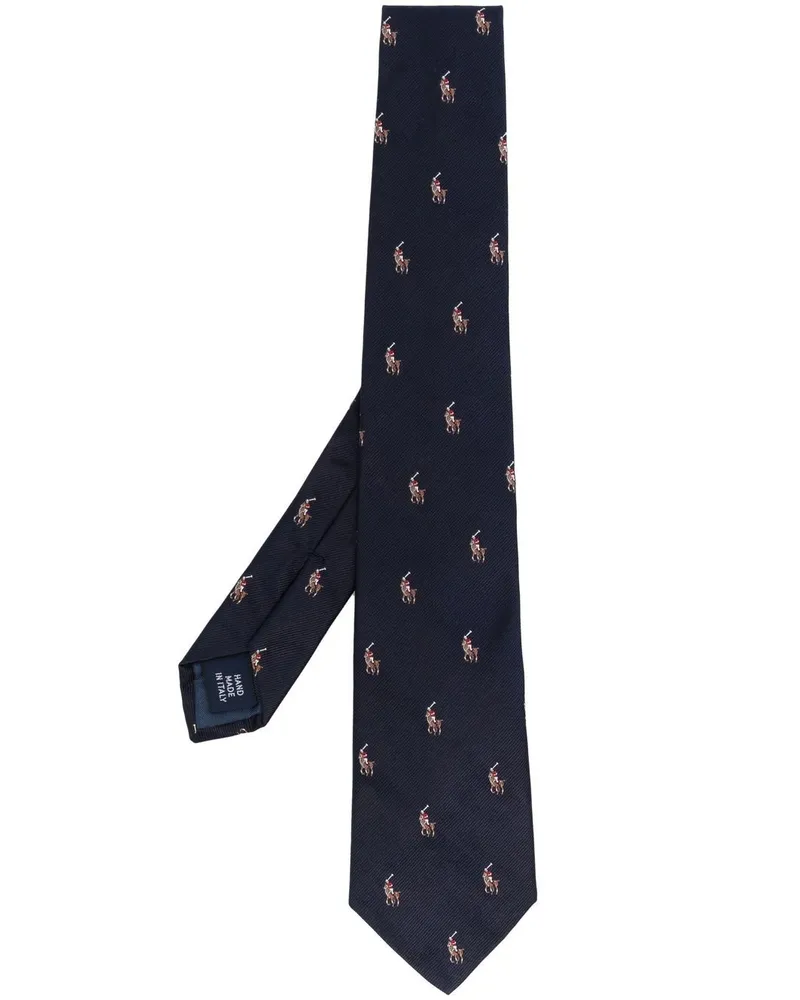 Ralph Lauren Seidenkrawatte mit Polo Pony - Blau Blau