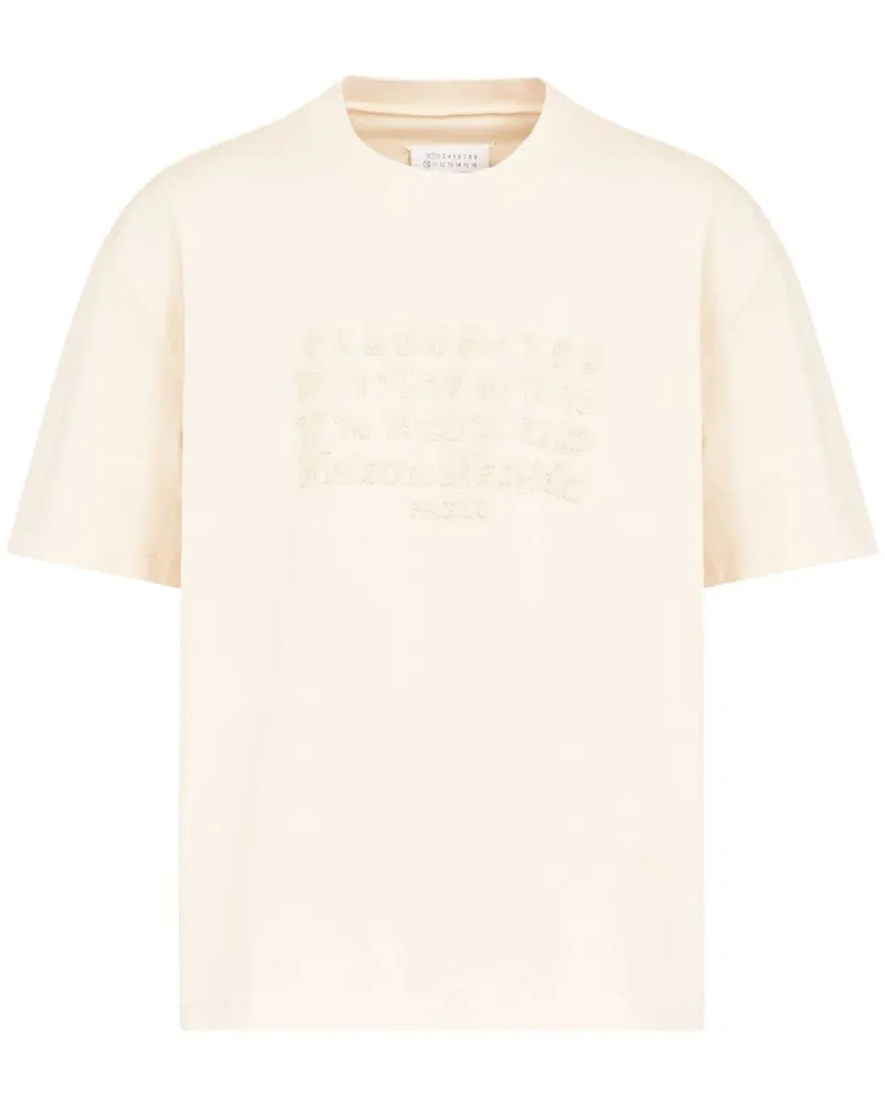 Maison Margiela T-Shirt mit Nummern-Stickerei Nude