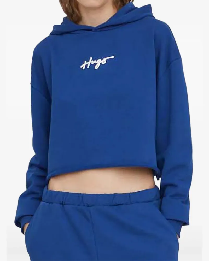 HUGO BOSS Ungesäumter Hoodie - Blau Blau