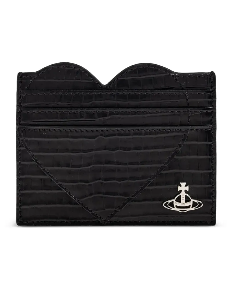 Vivienne Westwood Heart Kartenetui mit Kroko-Muster - Schwarz Schwarz