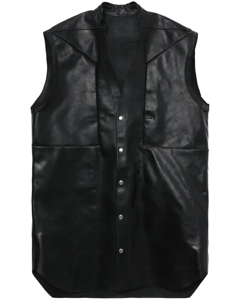 Rick Owens Lederweste mit V-Ausschnitt - Schwarz Schwarz