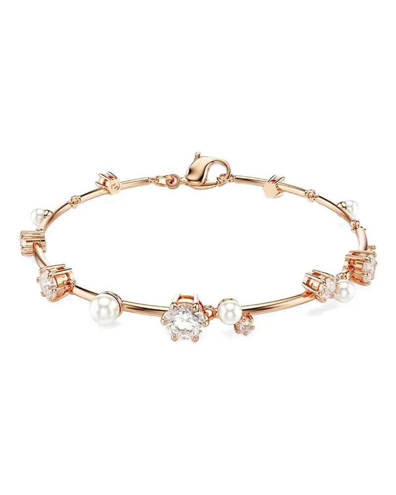Swarovski Constella Tennis Rotgoldarmband mit Perlen - Rosa Rosa