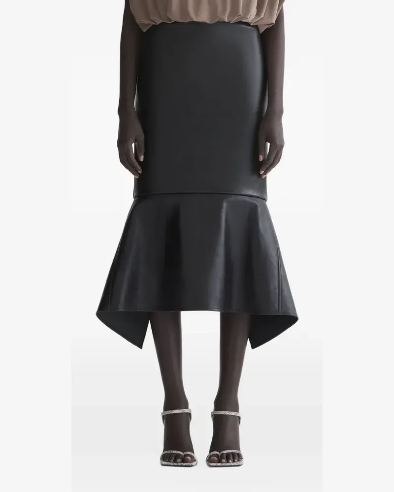 Thierry Mugler Lederrock mit Schlitz - Schwarz Schwarz