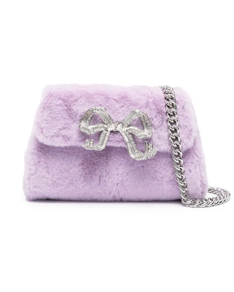 Self-Portrait Fluffy Bow Schultertasche - Violett Violett