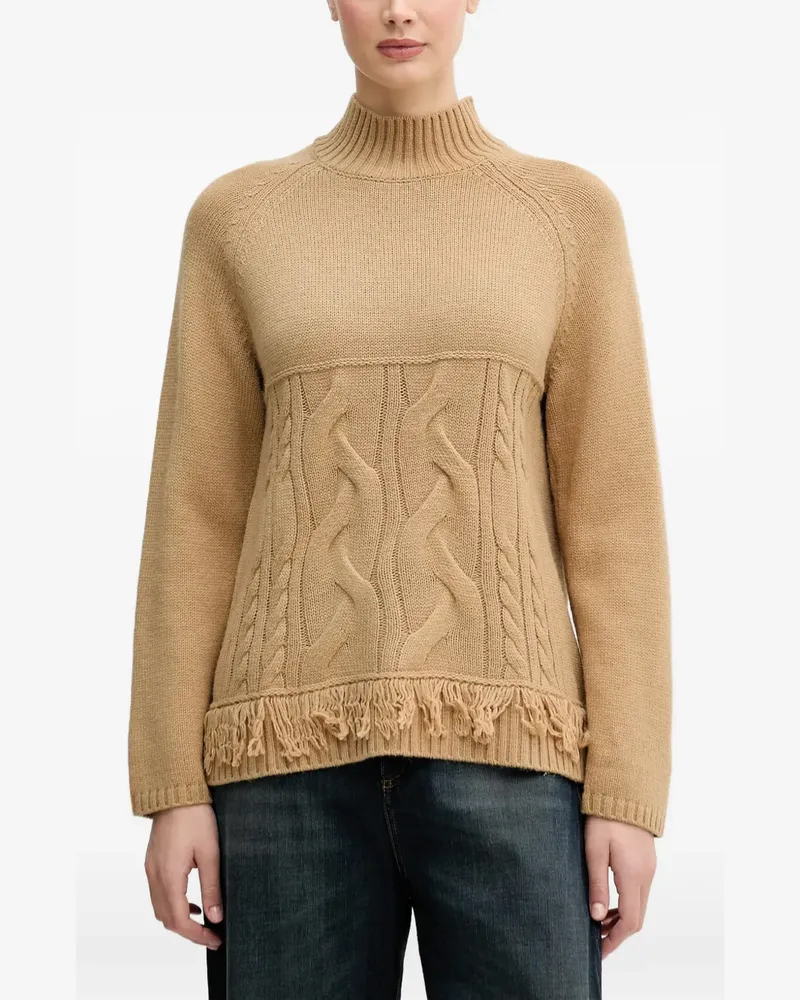 Benetton cable-knit fringe-detail sweater - Nude Nude