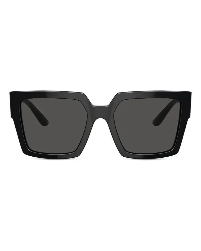 Dolce & Gabbana Eckige Sonnenbrille mit Logo - Schwarz Schwarz