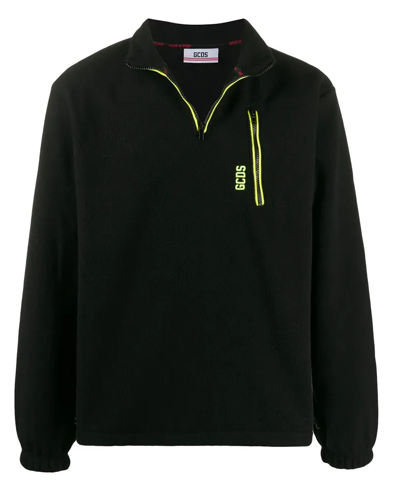 GCDS Sweatshirt mit kurzem Reißverschluss - Schwarz Schwarz