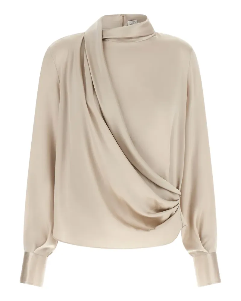Brunello Cucinelli asymmetric draped blouse - Nude Nude