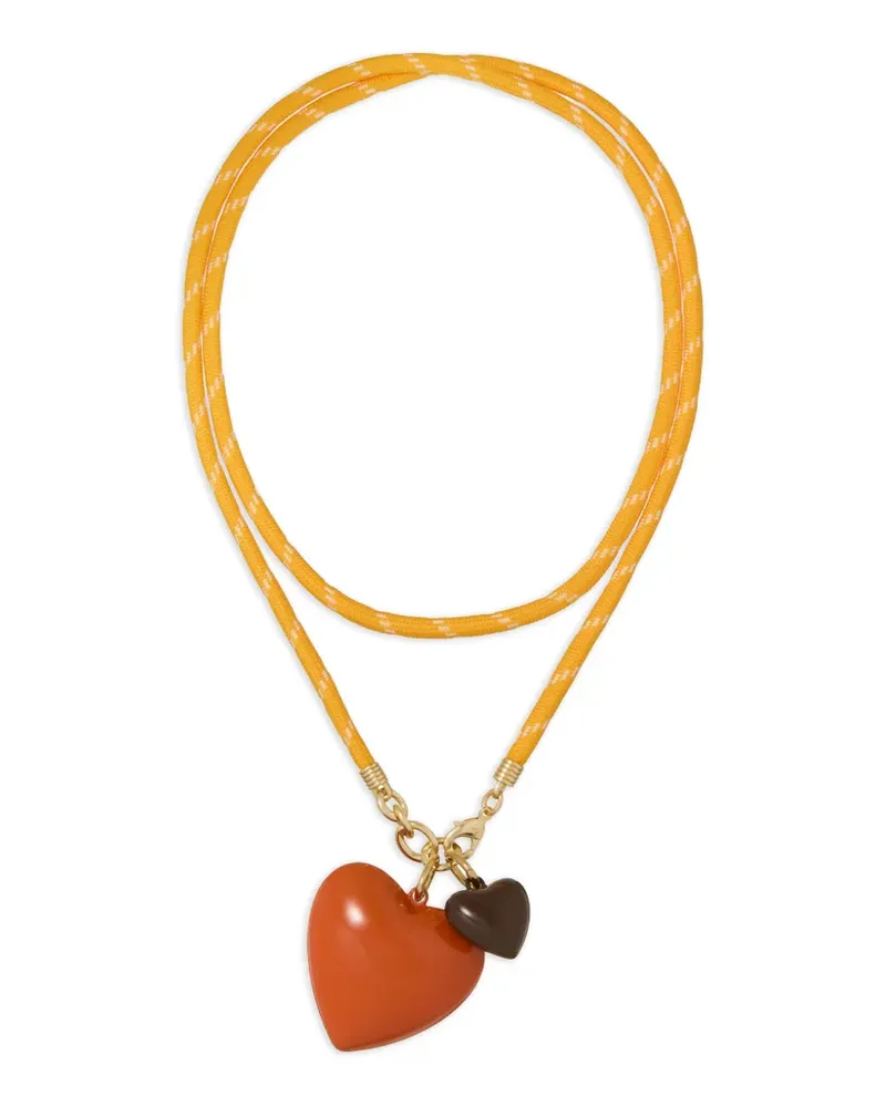 Roxanne Assoulin Happy Cord double-heart pendant necklace - Gelb Gelb