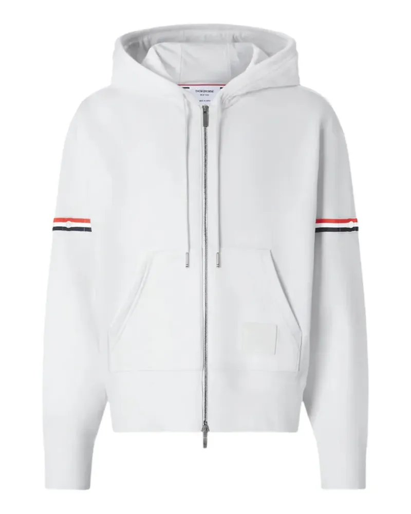Thom Browne striped zip-up hoodie - Weiß Weiß