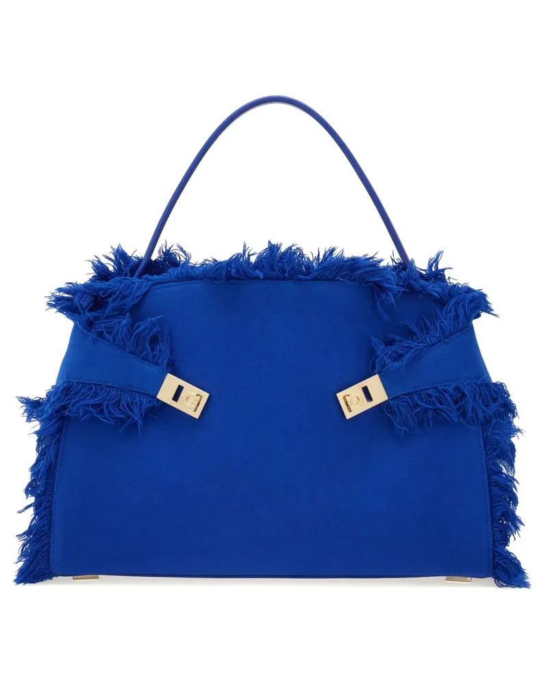 Ferragamo Große Hug Schultertasche mit Fransendetail - Blau Blau