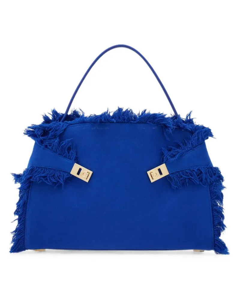 Ferragamo Große Hug Schultertasche mit Fransendetail - Blau Blau