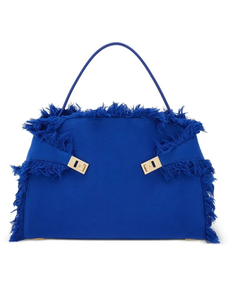 Ferragamo Große Hug Schultertasche mit Fransendetail - Blau Blau