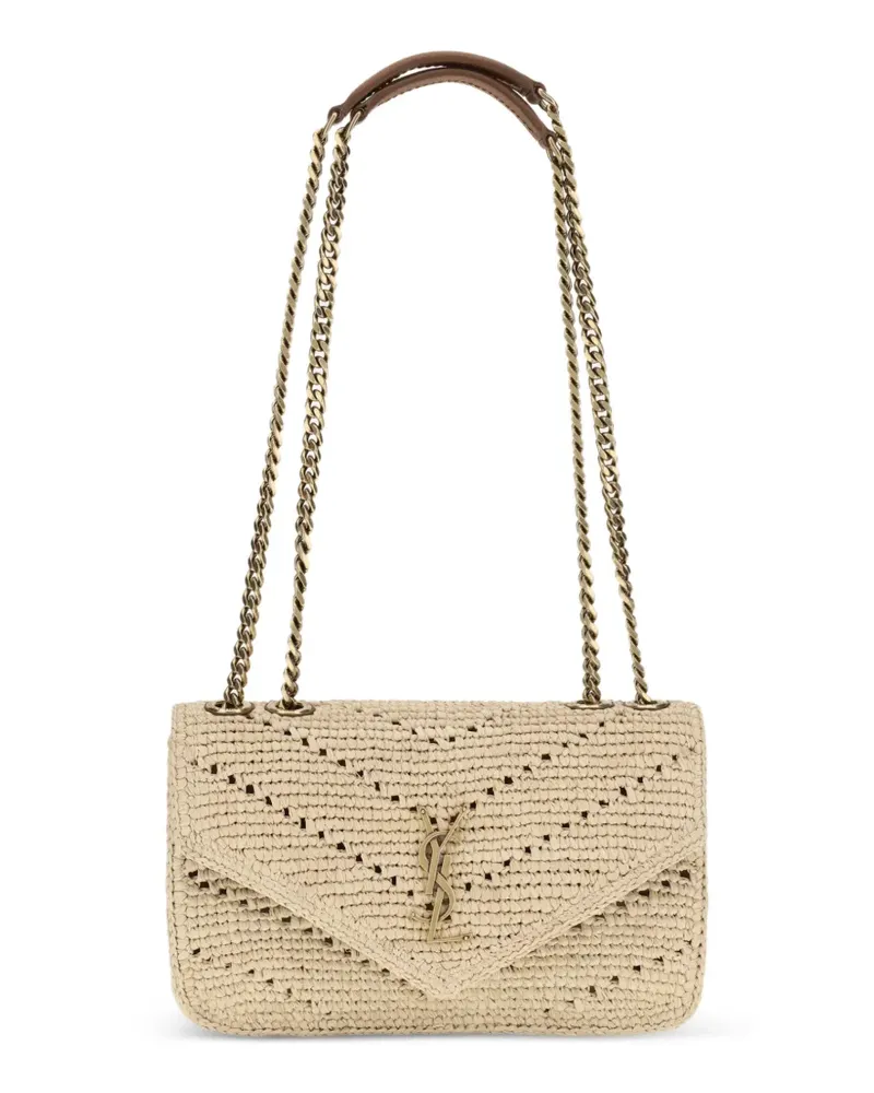 Saint Laurent Loulou Schultertasche aus Raffiabast - Nude Nude