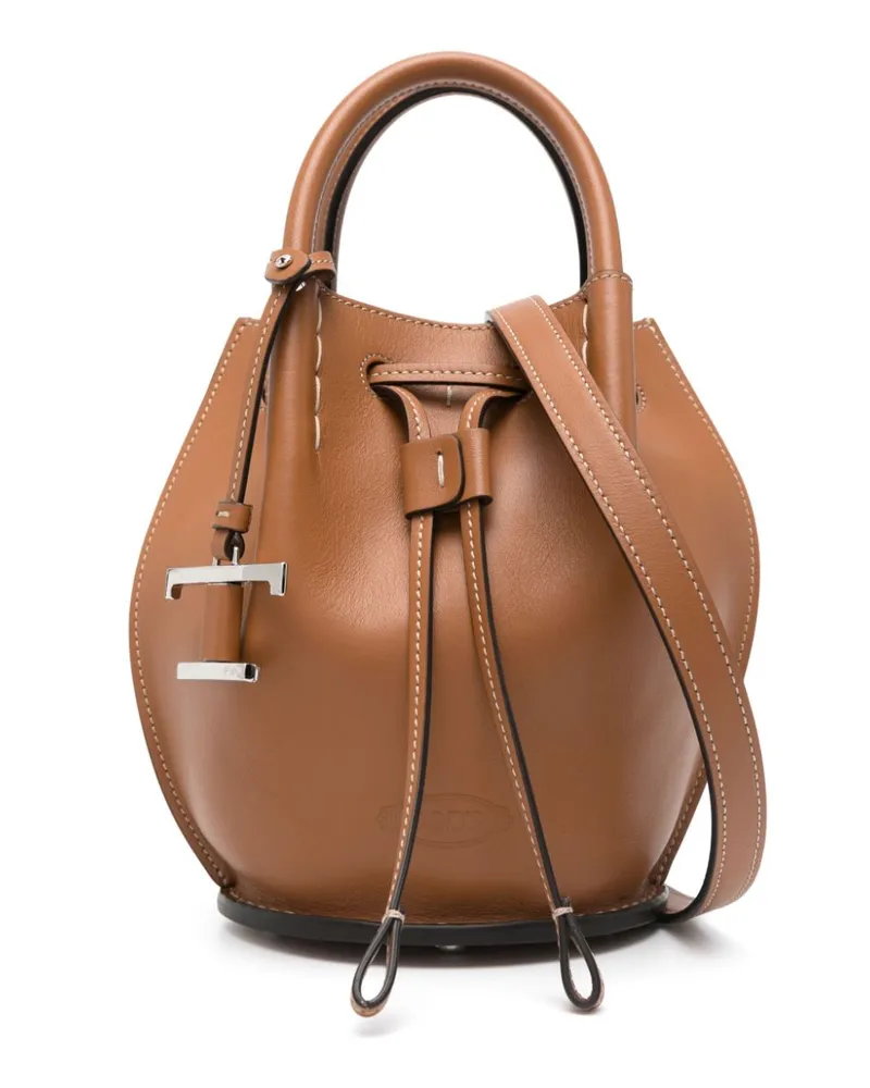 TOD'S Beuteltasche mit Logo-Anhänger - Braun Braun
