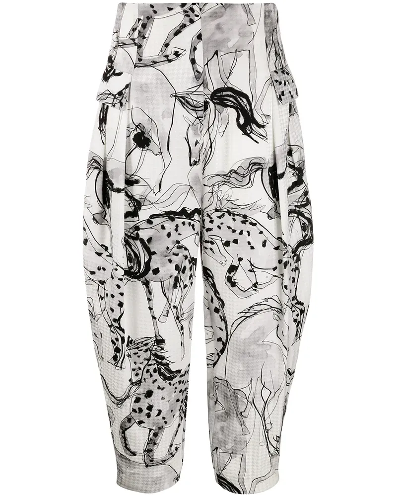 Stella McCartney Hose mit Pferde-Print - Schwarz Schwarz