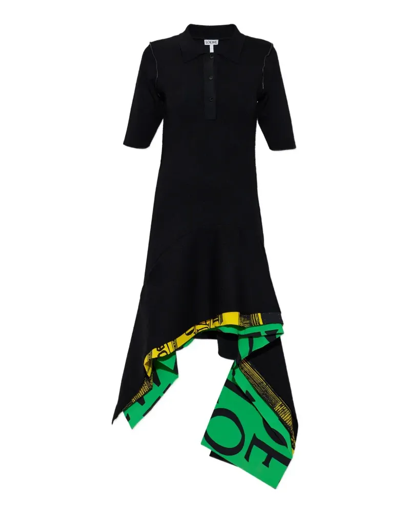 Loewe asymmetric graphic-print dress - Schwarz Schwarz