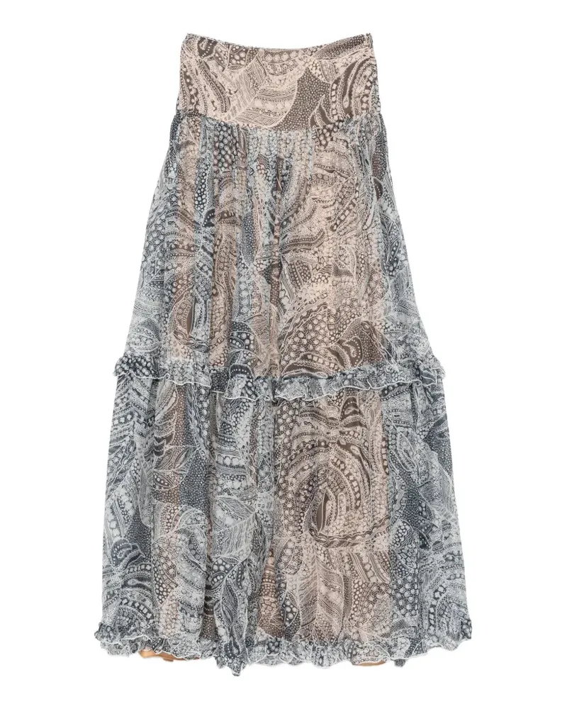 Raquel Diniz Cecilia paisley-print tiered skirt - Weiß Weiß