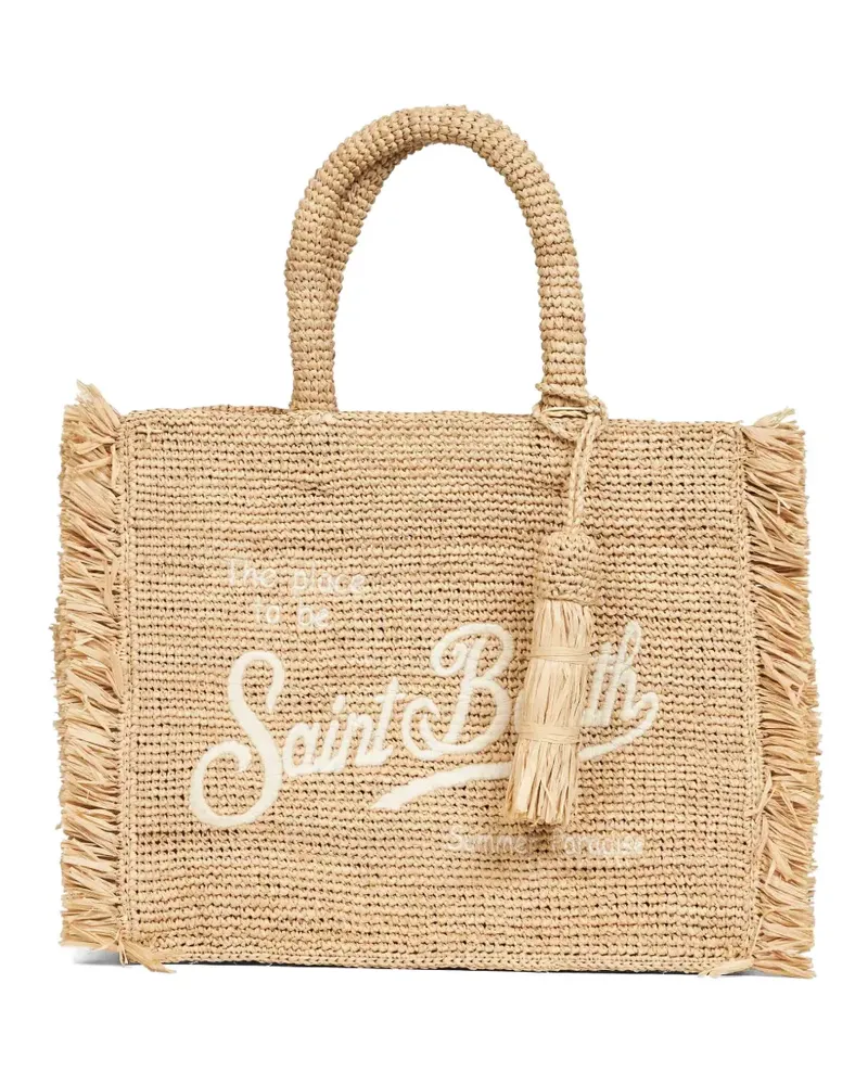 MC2 Saint Barth logo-embroidered fringed tote bag - Nude Nude