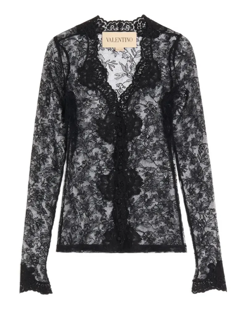 Valentino Garavani Strickjacke aus elastischer Spitze - Schwarz Schwarz