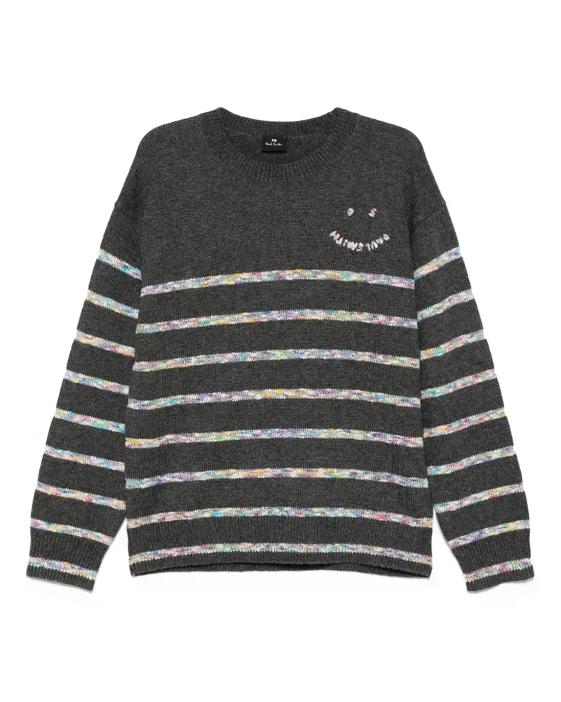 Paul Smith Gestreifter Pullover mit Smiley - Grau Grau