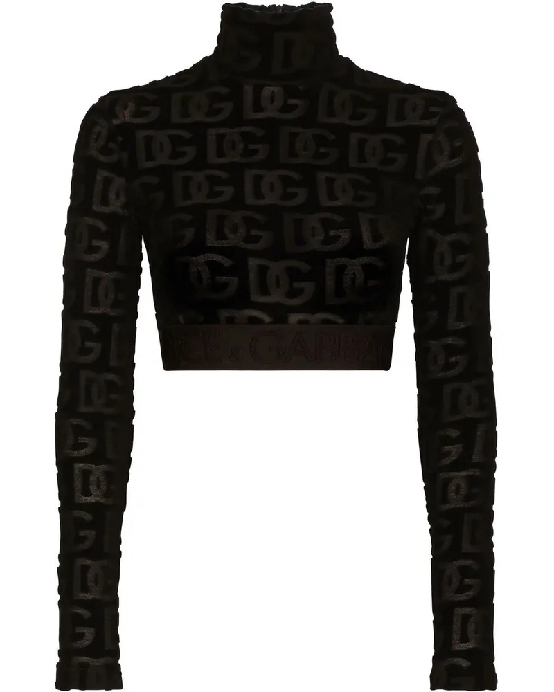 Dolce & Gabbana Cropped-Top mit DG-Logo - Schwarz Schwarz